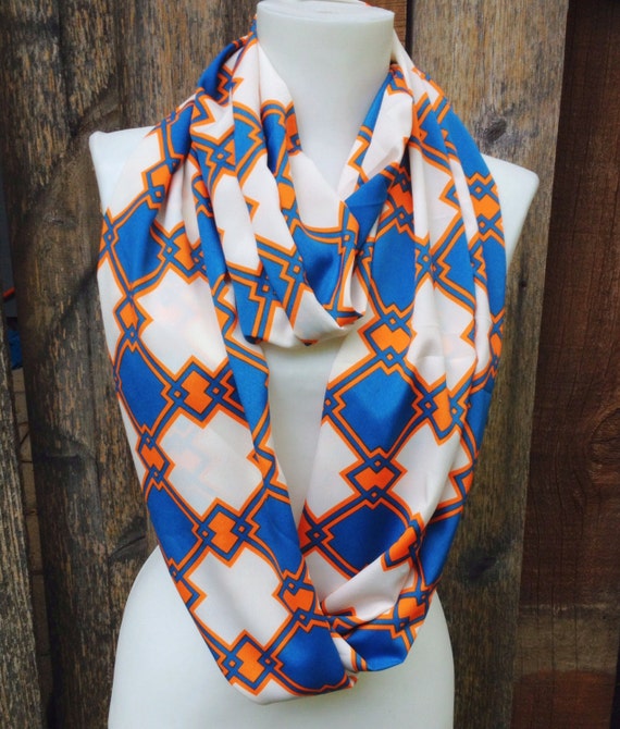 Orange & Blue infinity Scarf Modern Geometric scarf Denver