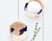 Bryce Peach, Navy, 14k Gold Porcelain Set of 4 Small Dipping Plates // From Canyon Series // Modern, Organic Home Goods
