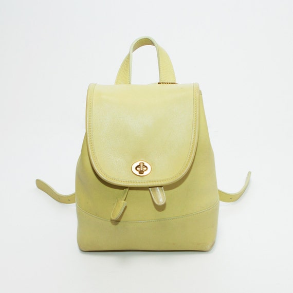 Coach Rare Lime Green Leather Daypack Backpack Bag by vintageair