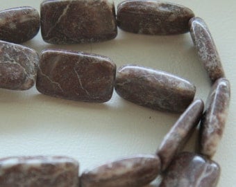 Red/Brown Rectangular Marble Gemstone Loose Beads, 15" Strand