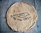 Hand Stitched As The Crow Flies Candle Mat, Primitive, Candle Rug