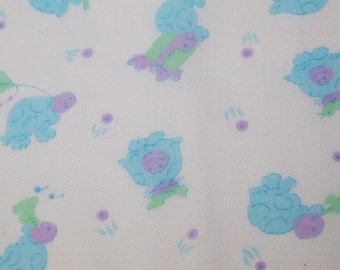 SALE vintage 80s juvenile novelty fabric, featuring super-cute turtles print, 1 yard, 4 available, priced PER YARD