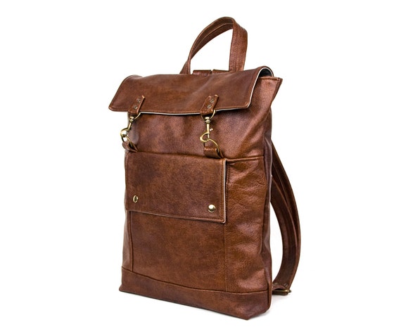 Items similar to Leather Backpack, Mens Professional Backpack, Womens Laptop Backpack, Rucksack ...