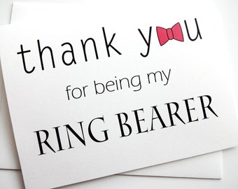 Ring Bearer Card - Thank You Ring Bearer Card with bow tie design
