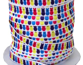 Designer 5/8" Easter Bunny Print Fold Over Elastics FOE - 5 Yards