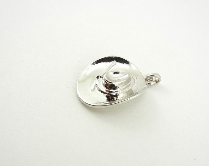 Dimensional Silver-tone Cowboy Hat Pendant