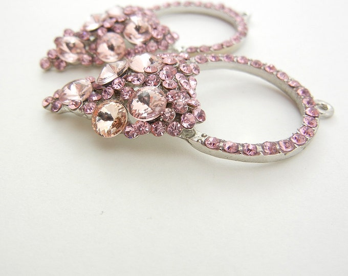 Pair of Pink Rhinestone Drop Charms