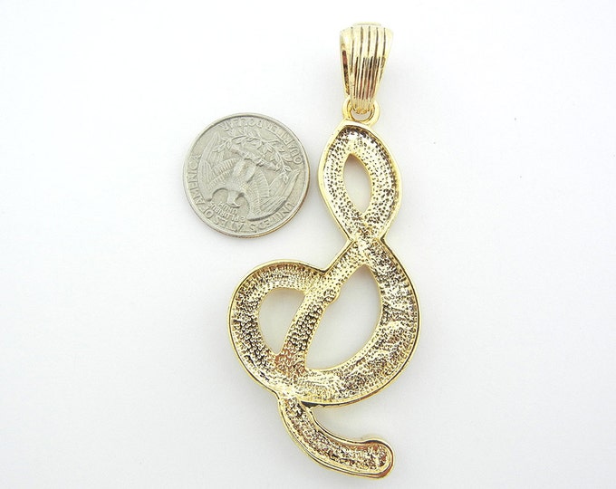 Large Musical G-clef Pendant Rhinestones