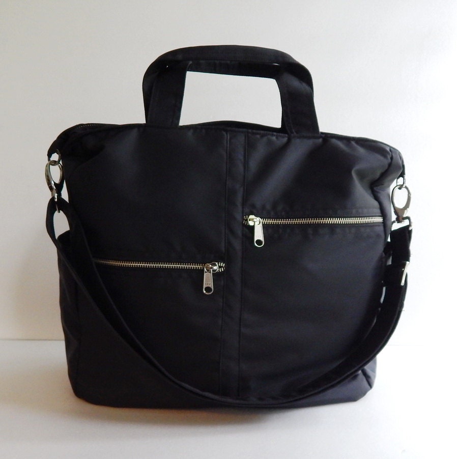 Sale Black water resistant tote purse messenger bag