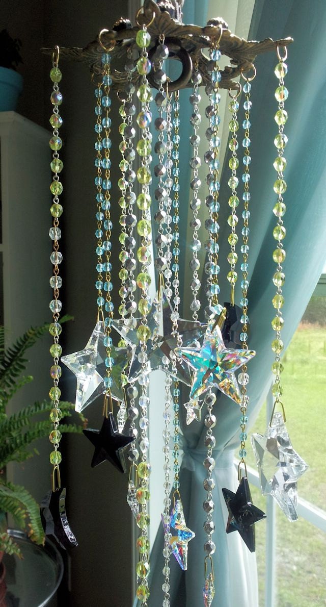 Bohemian Goth Crystal Stars and Moons Suncatcher
