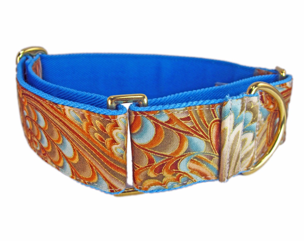 Fancy Collar for Greyhounds Wide Martingale Collar Blue