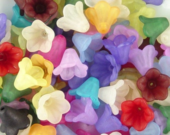 Acrylic Bead 50 Bell Daisy Flower 5-Petal Frosted 15mm x 10mm (1016luc15m2)