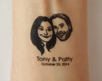 Custom portraits Wedding favors for guest custom Save the date / tattoos / Personalized Gift for couples art / bachelorette fiance face idea