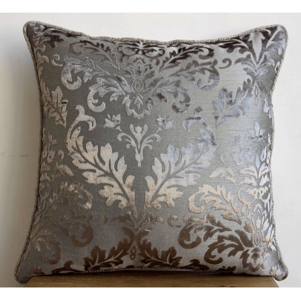 Luxury Grey Throw Pillow Covers 16x16 Burnout