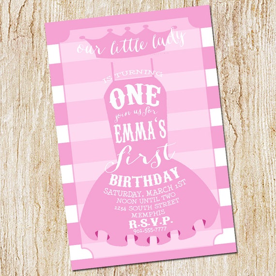 Items Similar To Princess First Birthday Party Invitation- Little Lady 