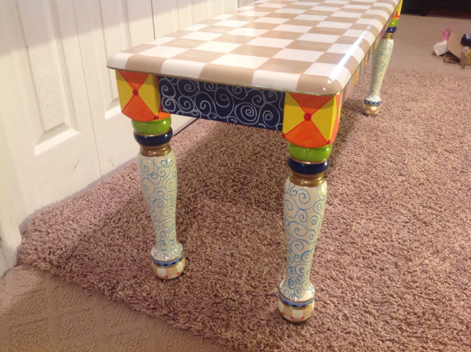 Whimsical Painted Furniture Painted Bench // Painted