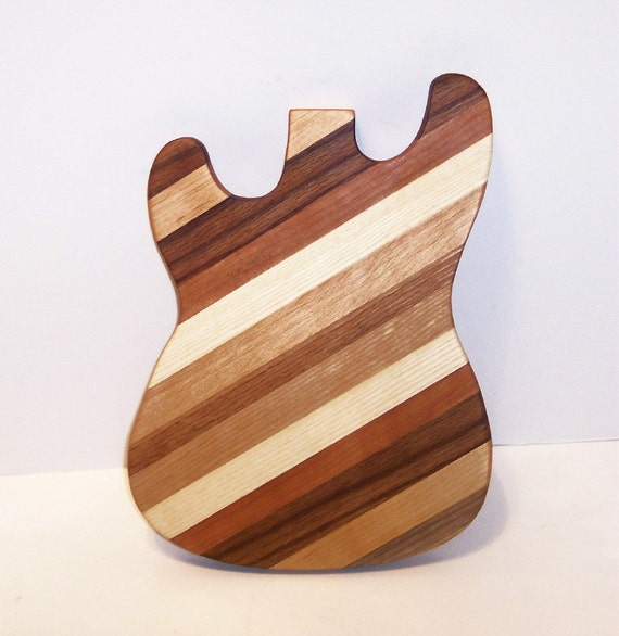Guitar Wood Cutting Board Handcrafted from Mixed Hardwoods