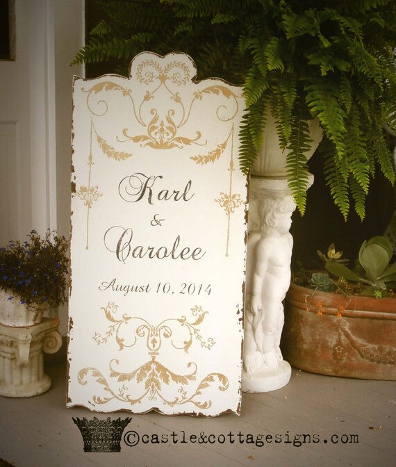 Items similar to Romantic Vintage Wedding sign personalized for the