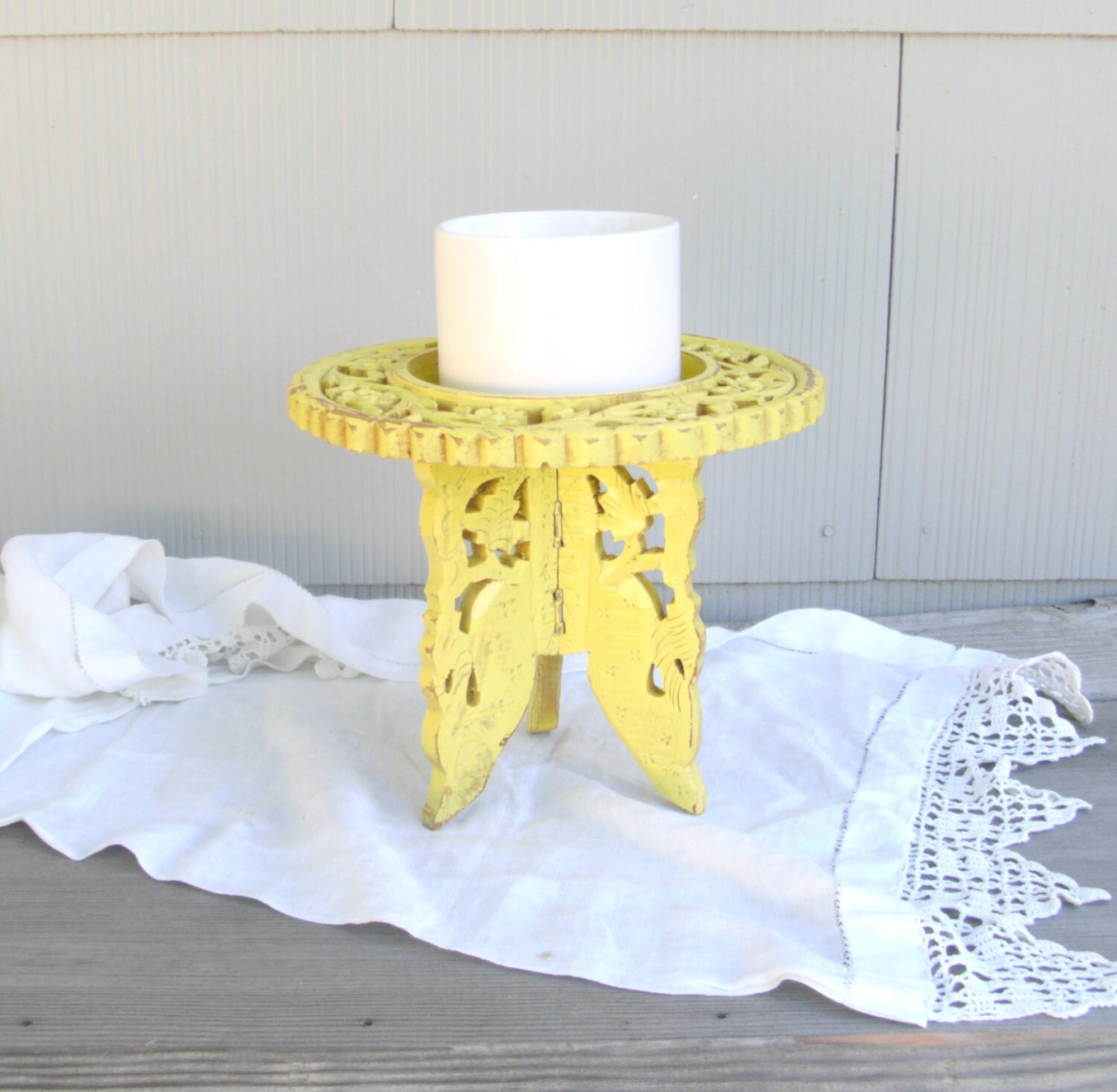 Upcycled Vintage Candle Holder Boho Chic