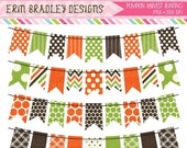 50% OFF SALE Pumpkin Harvest Bunting Banner Flag Clipart Clip Art Set Personal & Commercial Use Il_170x135