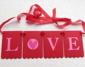 Love Garland - Embossed Hearts - READY TO SHIP - Wedding Banner Decor Love Photo Prop Banner Valentine Banner Valentine's Day Decor Il_170x135