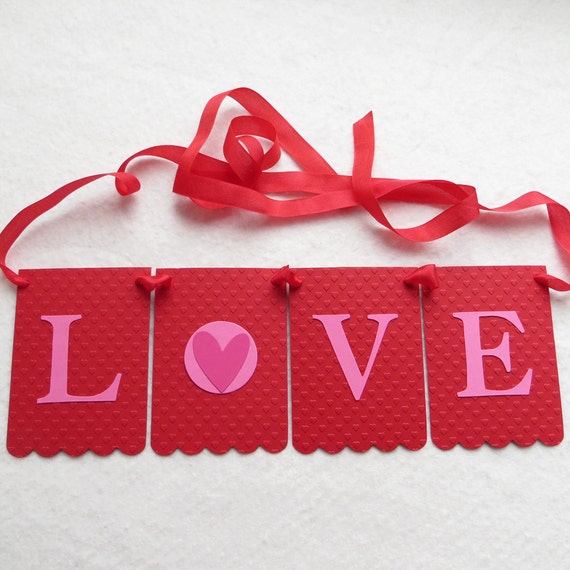 Love Garland - Embossed Hearts - READY TO SHIP - Wedding Banner Decor Love Photo Prop Banner Valentine Banner Valentine's Day Decor Il_570xn