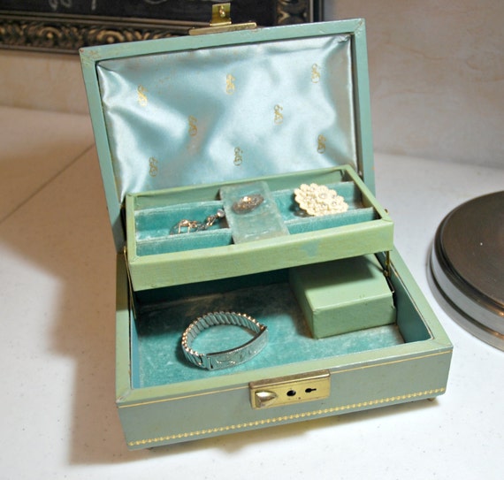 Vintage Green Thorens Music Box Jewelry Box Plays STARDUST