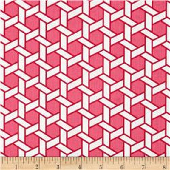 Pink and White Lattice Fabric by Waverly / by