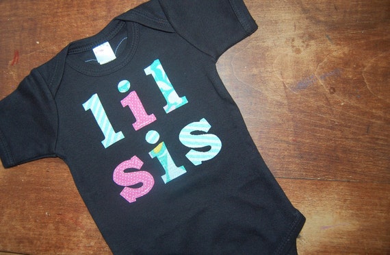 0-3 months READY TO SHIP Little Sister Shirt Lil Sis Sibling One Piece New Baby Birth Announcement Il_570xn