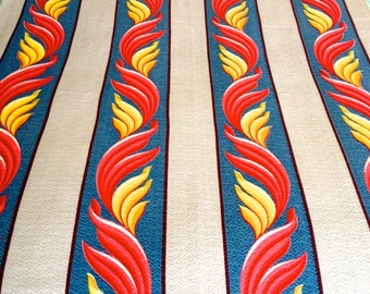 Fab 40s Acanthus Leaf Geometric Barkcloth// Hollywood Glam Mid Century Fabric// Cotton Yardage BTY// Upholstery Weight// New Old Stock