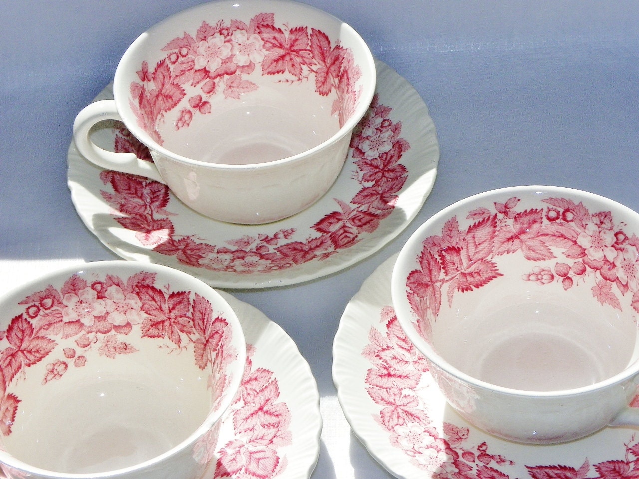 Antique Wedgwood China Tea Set Pink Flower Vine Bramble
