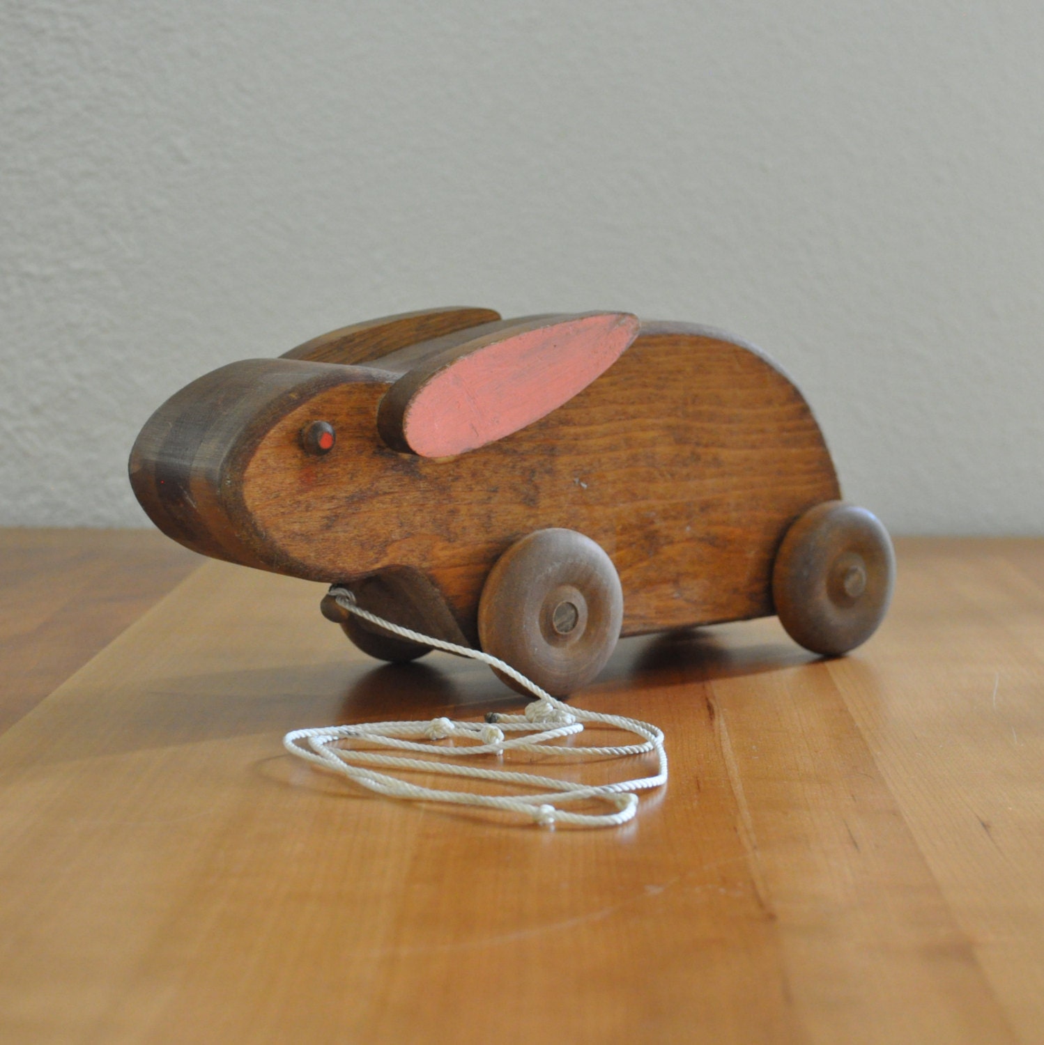 vintage wooden rabbit pull toy