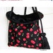 CLEARANCE 30% off - Vintage Style Reversible Handbag Retro Cherries Print and Black Velvet