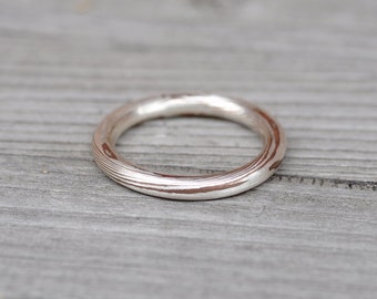 silver and copper mokume gane ring.