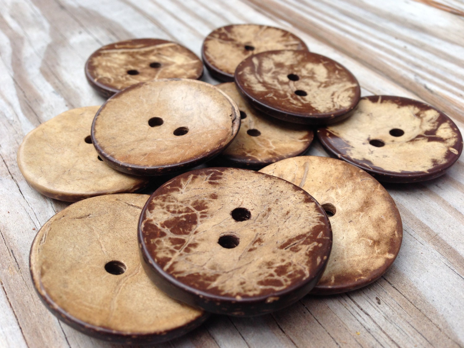 Large coconut shell buttons 38mm natural coconut wood 10