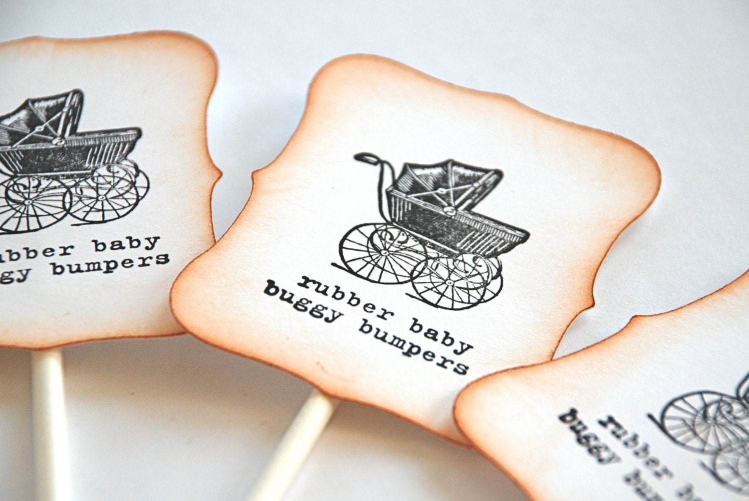 Rubber Baby Buggy Bumpers Cupcake Toppers/Party by GlitterFrills