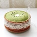 Green and Brown Embroidered Kiwi Fruit Felt Pincushion