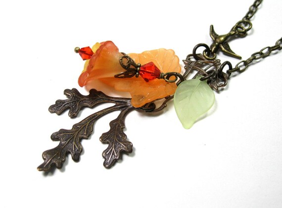Vintaj Brass Vintage Style Pendant Necklace by jewelrybyNaLa