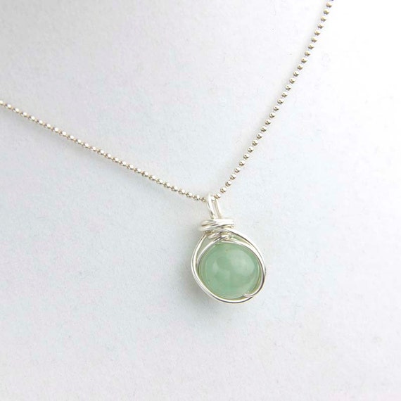 Green Aventurine Pendant Necklace- Green Gemstone Necklace - Sterling ...