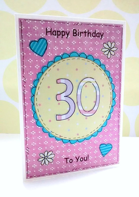 30th Birthday Card Personalised Female by CraftyMushroomCards