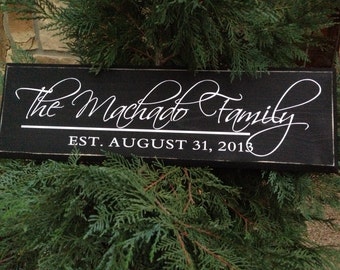 Wedding Sign, Family Established Sign, Personalized Family Sign