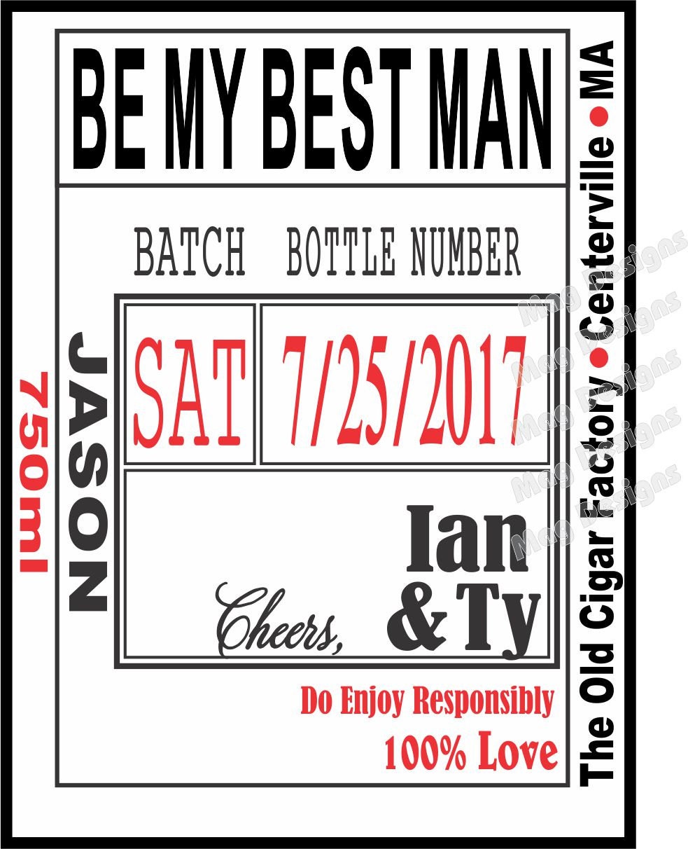 Groomsman Liquor Labels Best Man and Groomsman Gifts
