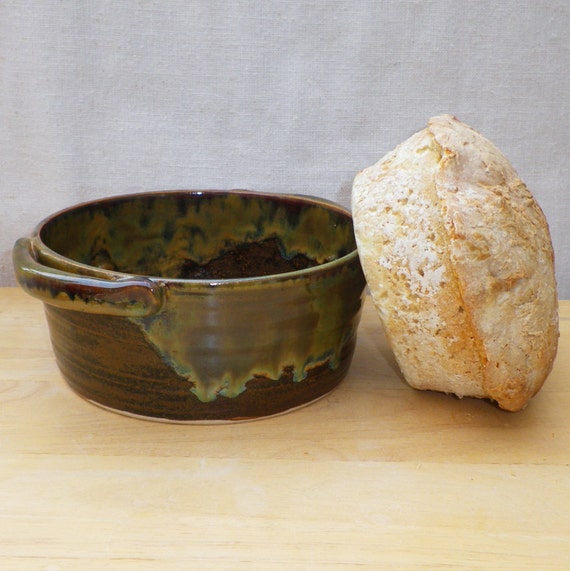 Bread baking dish serving bowl casserole hand thrown in stoneware pottery