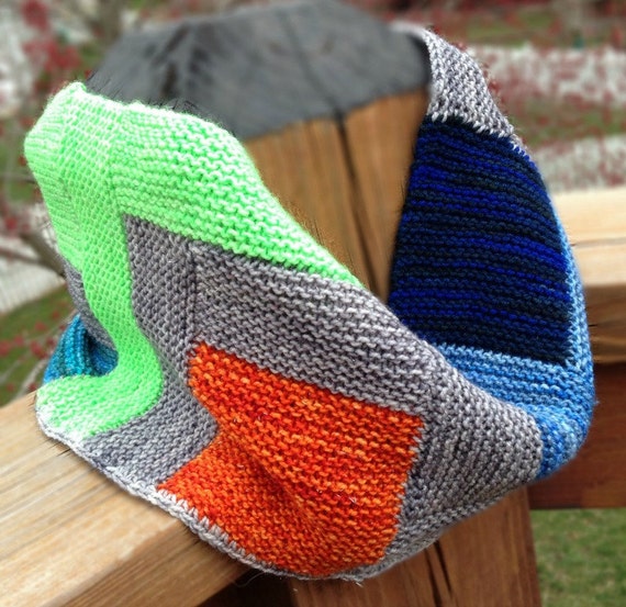 PDF Log Cabin Cowl Knitting Pattern Sock Yarn Digital Download Mini Skein Pat...