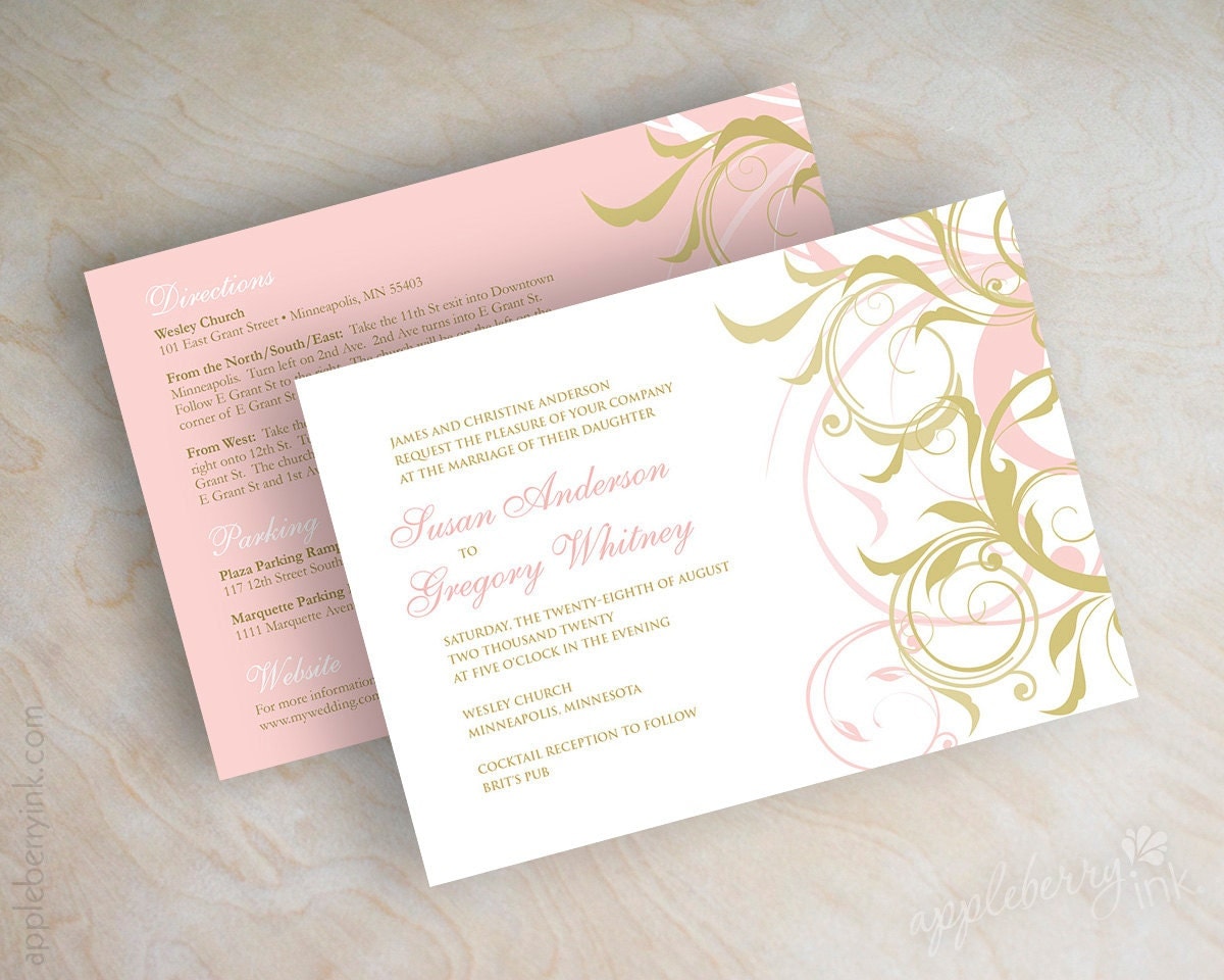 Pink And Gold Wedding Invitations 7