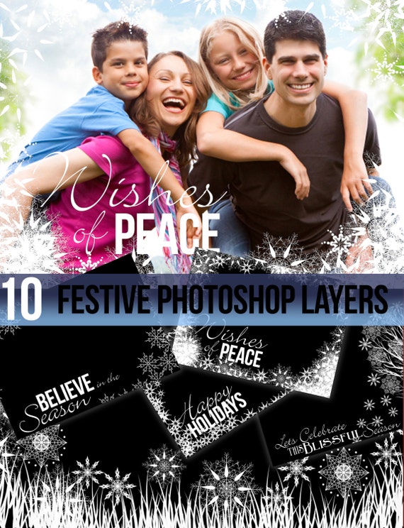 Photograph Christmas Greeting snowflakes festive Photo Frames Borders> snowy photograph frames > photoshop layers >Christmas Greeting frames