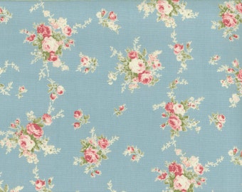 Yuwa Pink Roses on Blue Cotton Fabric 812874C