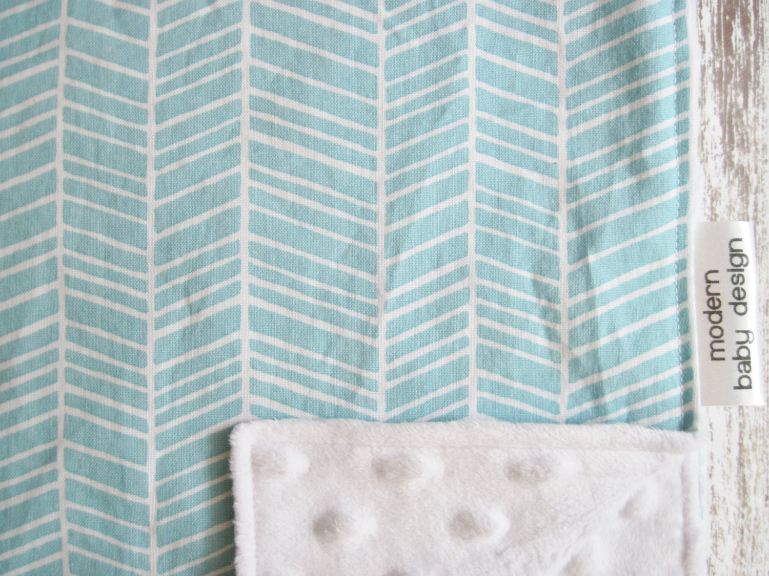 82 BLUE HERRINGBONE BABY BLANKET