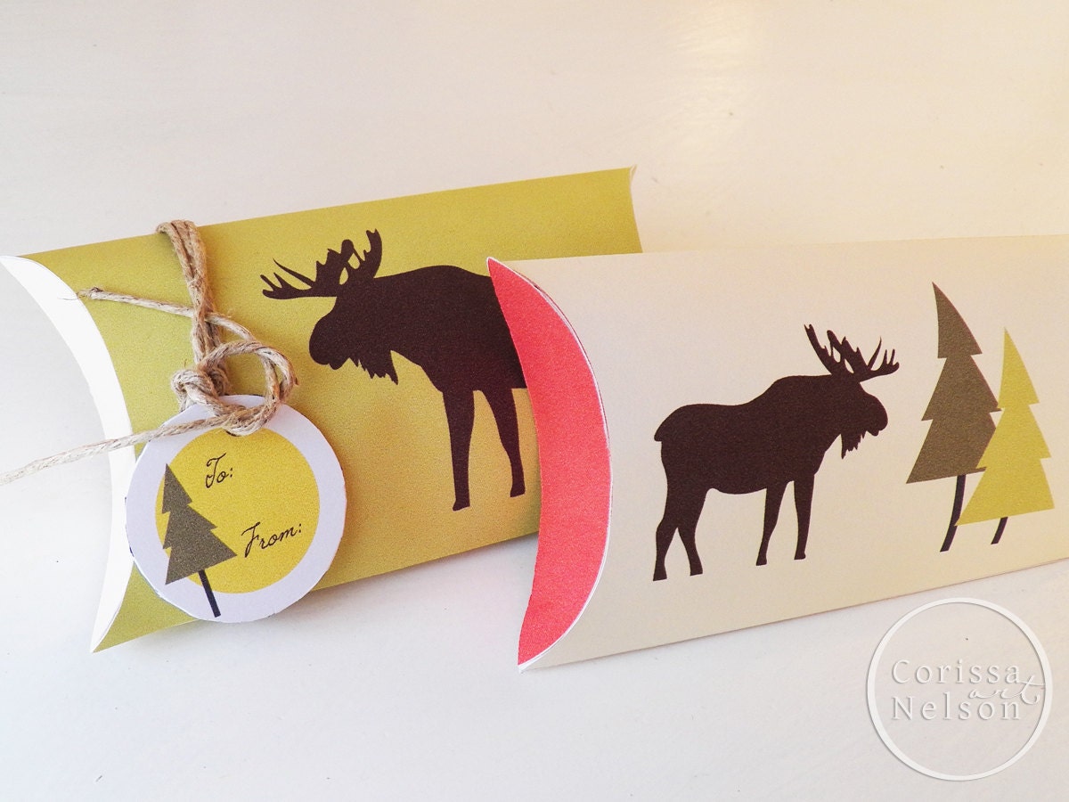 moose northwoods christmas gift box printable instant moose northwoods christmas gift box printable instant