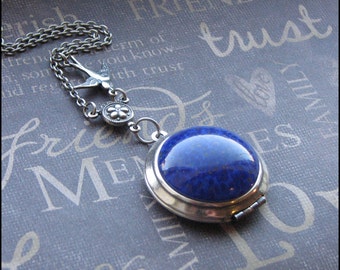 Silver Locket Necklace - Enchanted Lapis Lazuli - Jewelry by TheEnchantedLocket - STUNNING Bride Wife Birthday Anniversary Gift